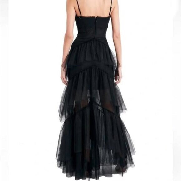 New* BCBGMAXAZRIA Corset Tulle Maxi Gown Dress Black Color Size 10 $498.00 - Picture 2 of 11